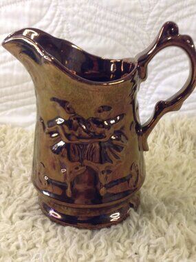 VTG Brown Drip USA Pottery 1950-70 Relief Molded Cabincore Dancing Ballerinas